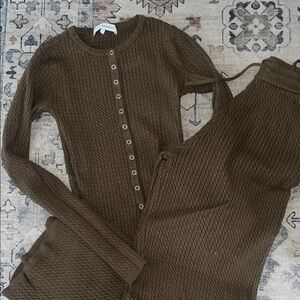 WEWOREWHAT x Ribbed Pant and Long sleeve lounge set XS NWOT